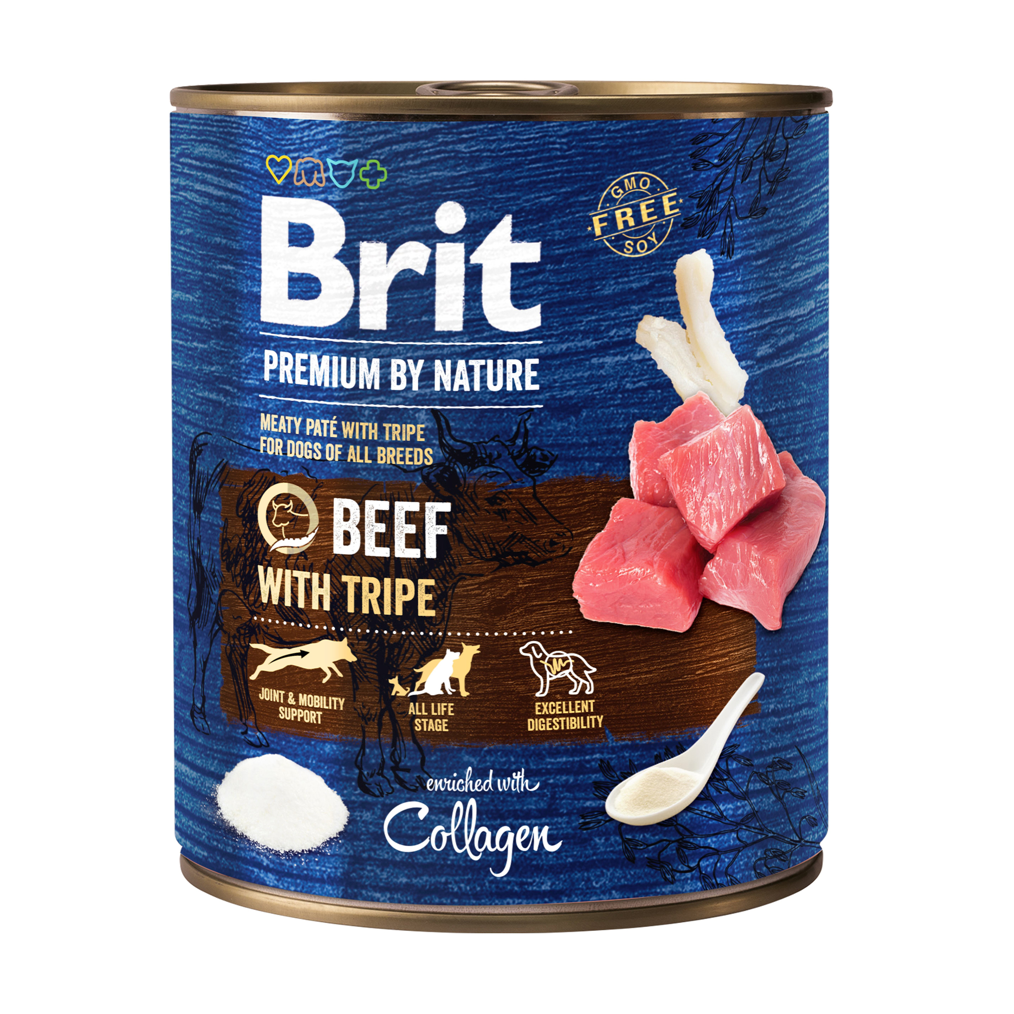 Вологий корм для собак Brit Premium by Nature Яловичина та рубець, 800 г